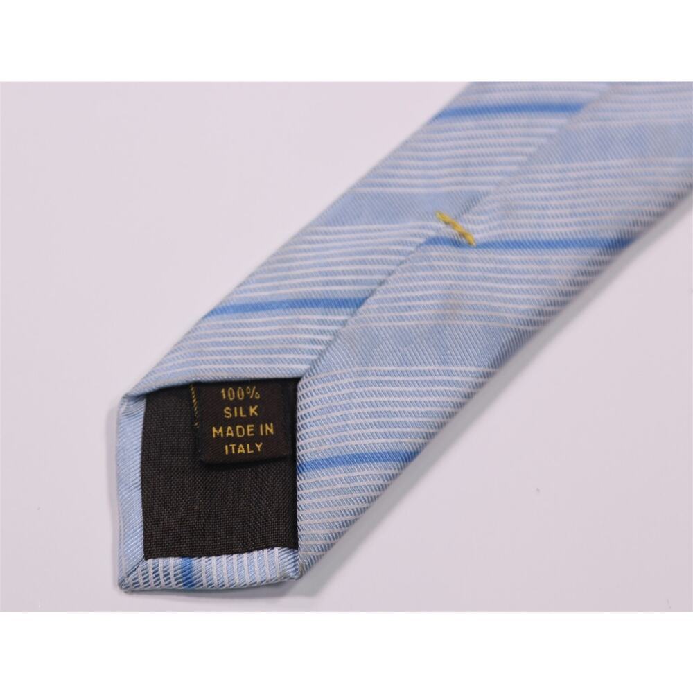 Louis Vuitton Men's Light Blue Striped Silk Necktie Tie - Picture 6 of 7